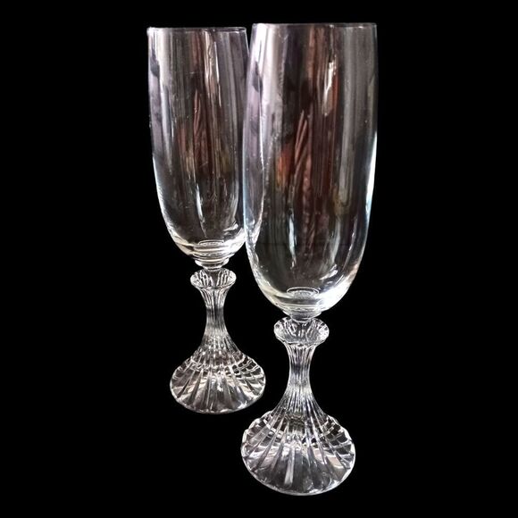 Mikasa The Ritz Champagne Flute Glass Set Of 2 Crystal Christmas Elegant Vintage - Picture 10 of 15
